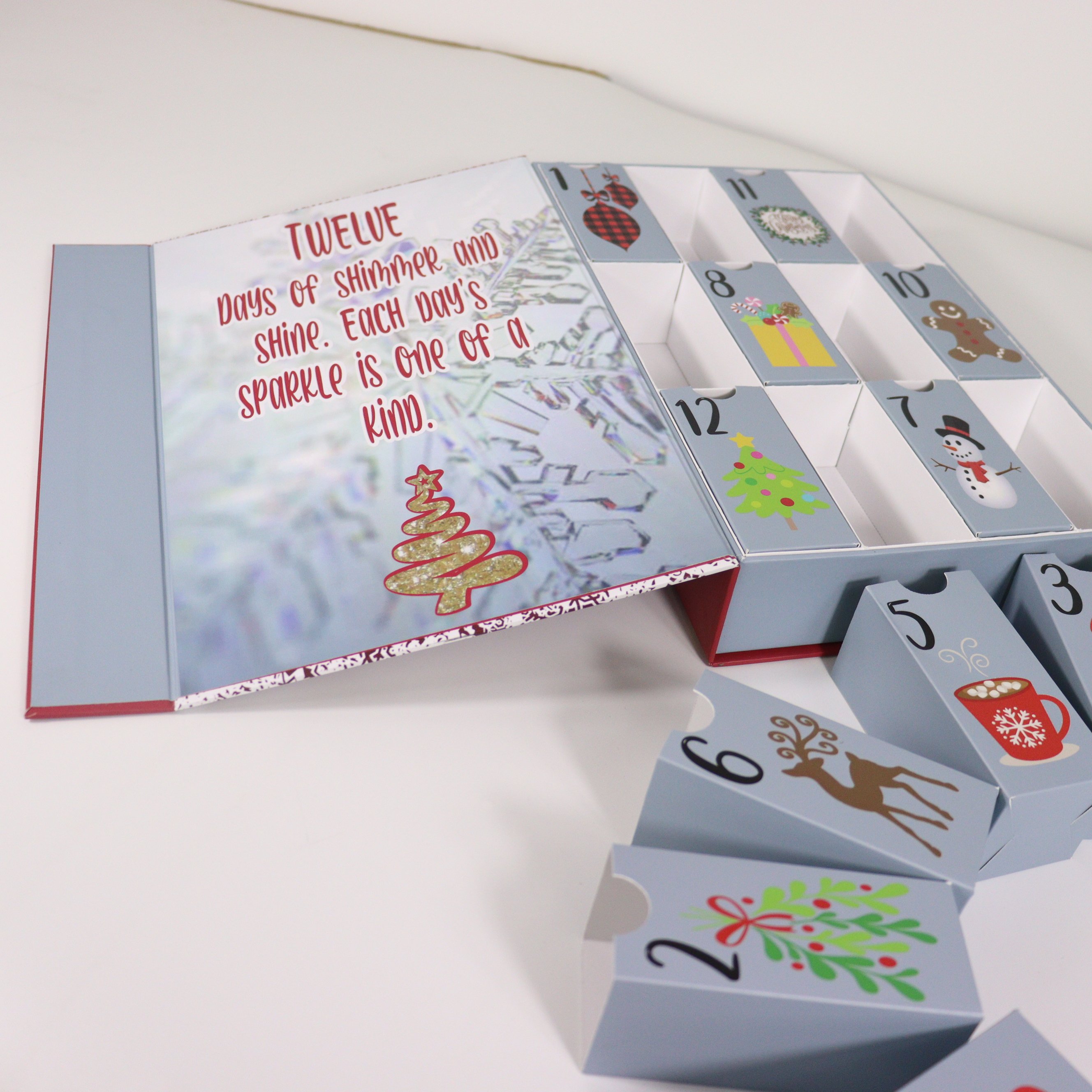 Elegant custom advent calendar box for baby packaging with drawer