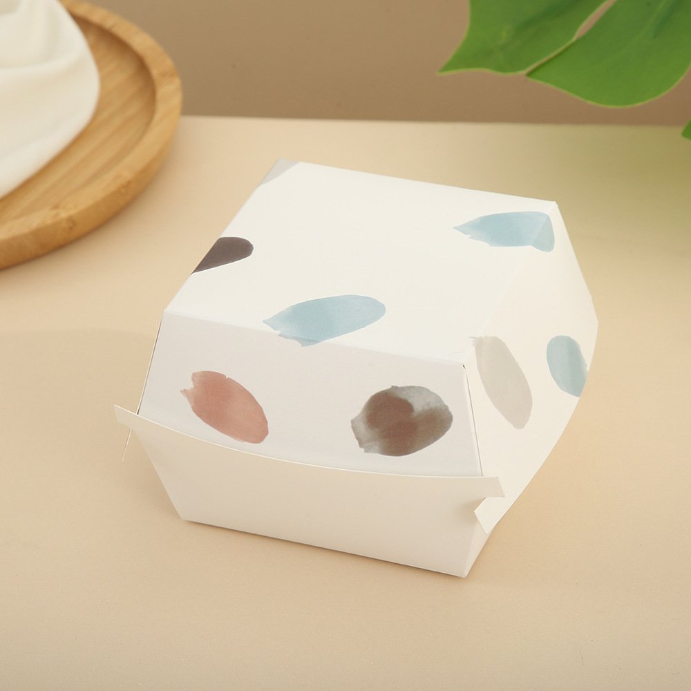 Custom Clamshell Food Packaging Disposable Kraft Paper Foodgrade Packing Burger Box Burger Food Box Packaging Hamburger Boxes