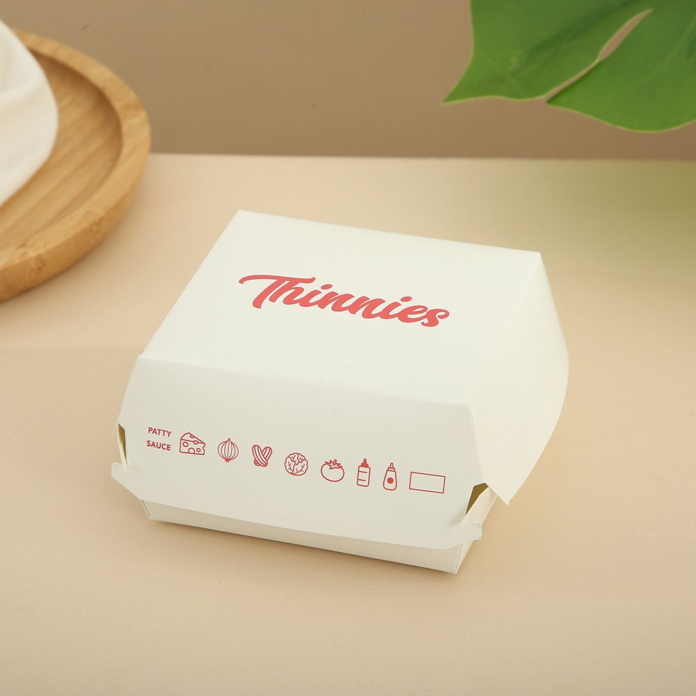 Custom Clamshell Food Packaging Disposable Kraft Paper Foodgrade Packing Burger Box Burger Food Box Packaging Hamburger Boxes