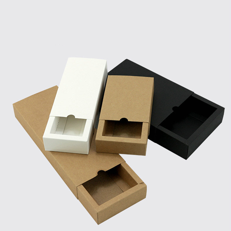 Factory customized luxury cardboard rigid rectangle gift packaging paper box Logo printing kraft paper drawer box