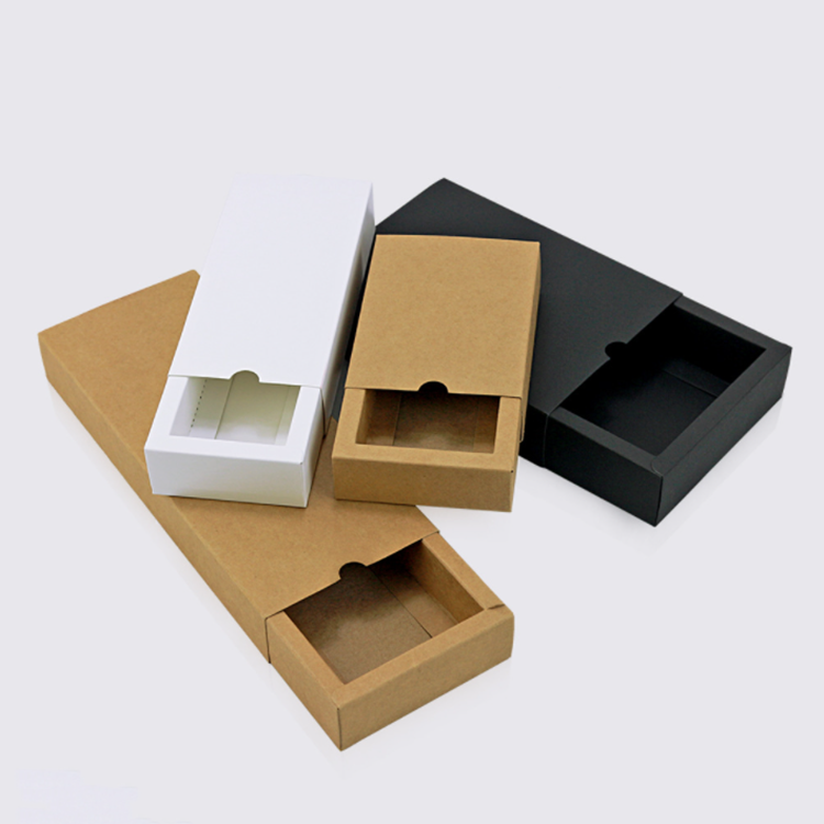 Factory customized luxury cardboard rigid rectangle gift packaging paper box Logo printing kraft paper drawer box