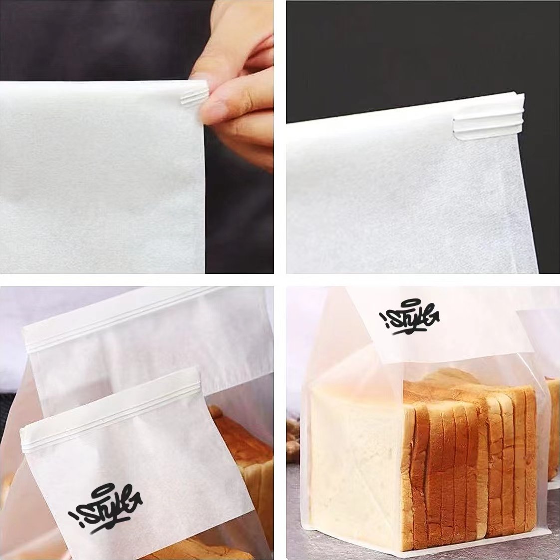 Custom Brown Kraft Paper Restaurant Food Packaging Paper Bag Window Tab Tin Ties Bag Printed Logo Takeouts Delivery Bag Drinks