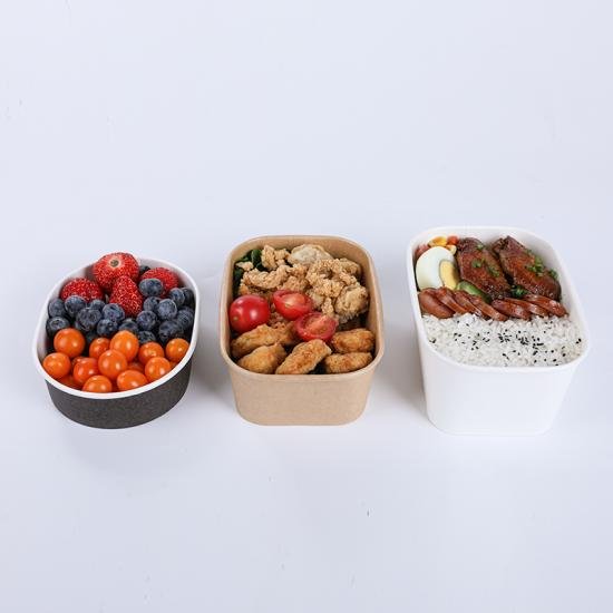 100% Eco-friendly Rectangular Kraft Takeaway Packaging Containers With Lid