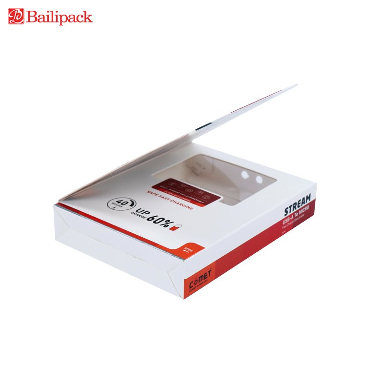 Custom Uncover the USB Data Cable Packaging Box With Window Electronic Products paper boxes