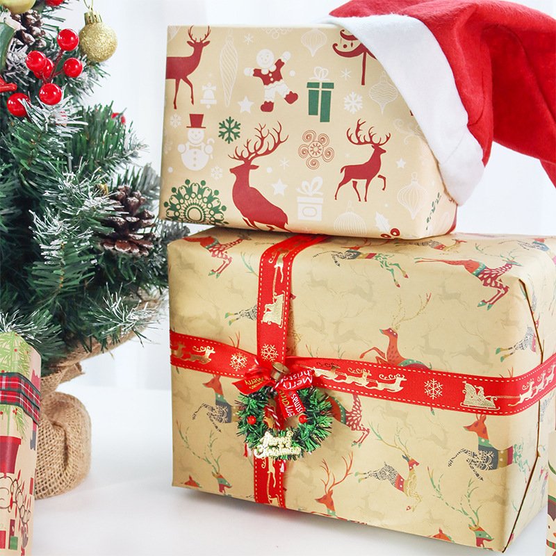 Santa Claus Snowman Snowflake Packaging Paper Christmas Kraft Paper Creative Gift Box Decorative Paper