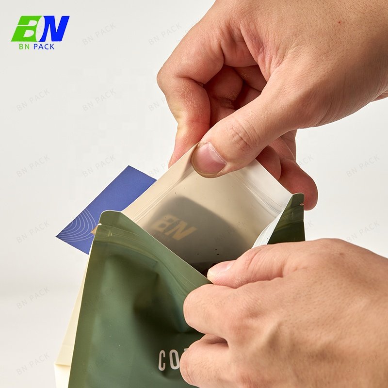 Manufacturer Customized Card Slot Coffee Bag Wholesale Roasted Coffee Beans Kraft Paper Flat Bottom Coffee With Valve And Zipper