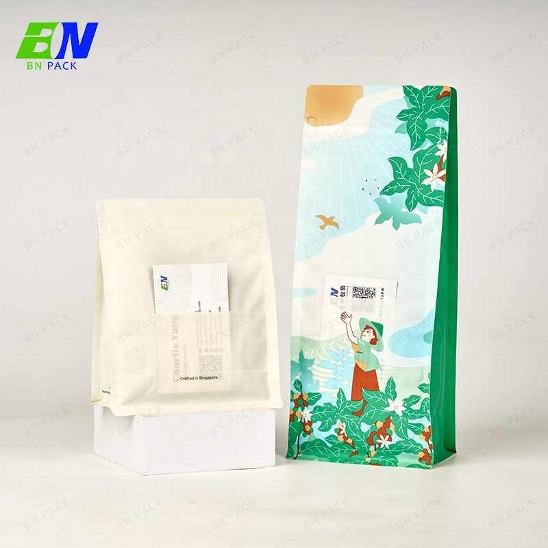 Manufacturer Customized Card Slot Coffee Bag Wholesale Roasted Coffee Beans Kraft Paper Flat Bottom Coffee With Valve And Zipper