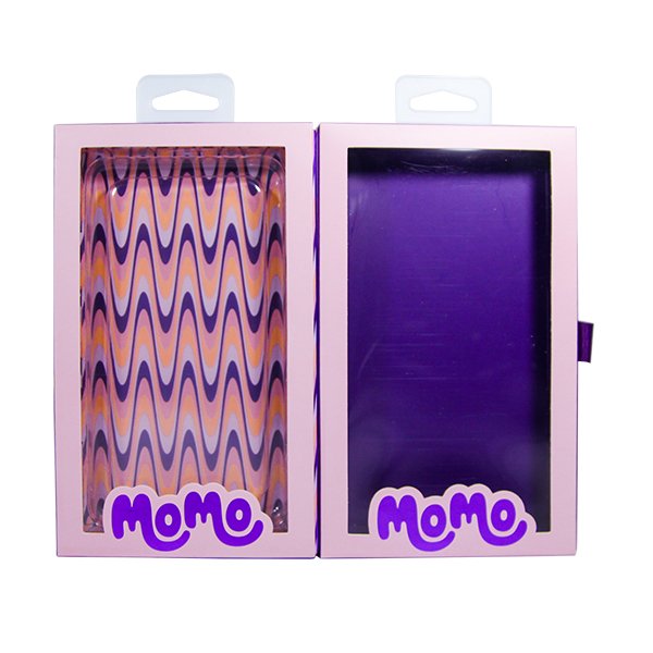 New design custom PET packaging box drawer box cell phone case packaging box with ribbon with clear window