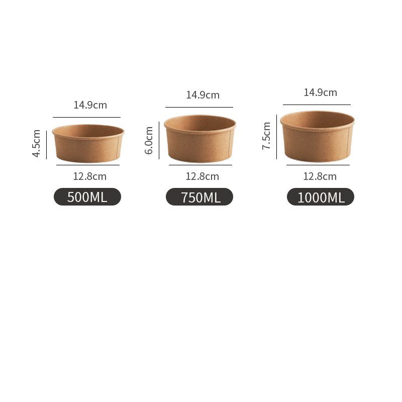 Wholesale Eco Friendly Custom Disposable Food Packing Containers Round Salad Kraft Paper Bowl with Lid