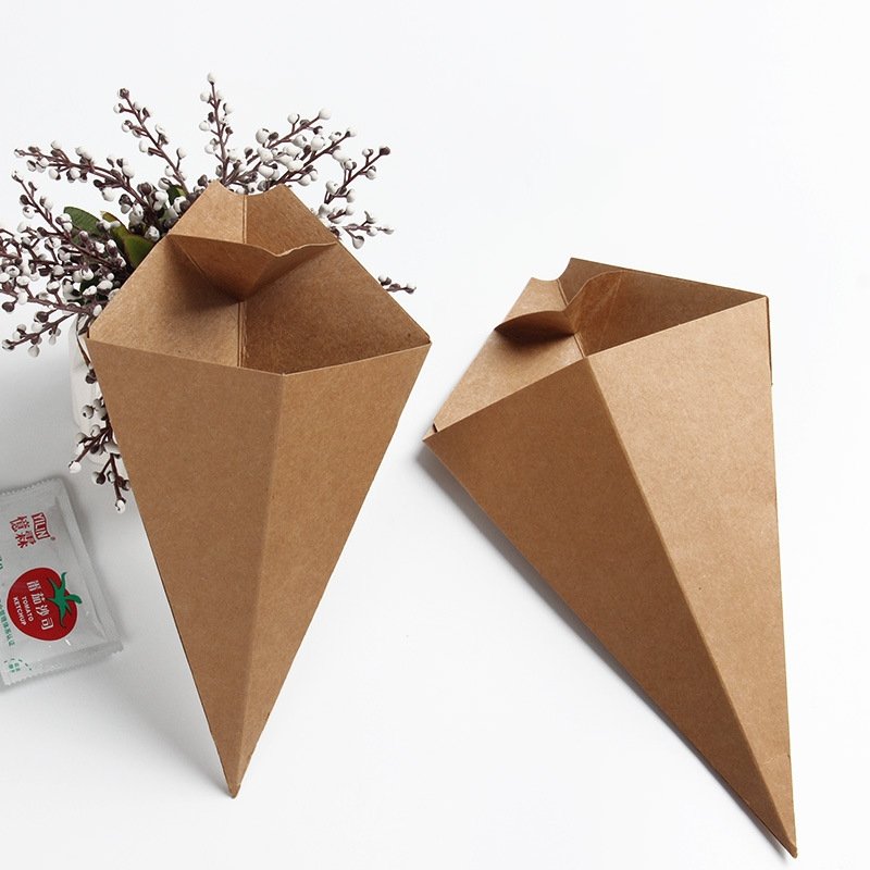 Food Paper Cones Chips fries holder fried chicken Popcorn cone ketchup dip pocket With Sauce Churro Chips