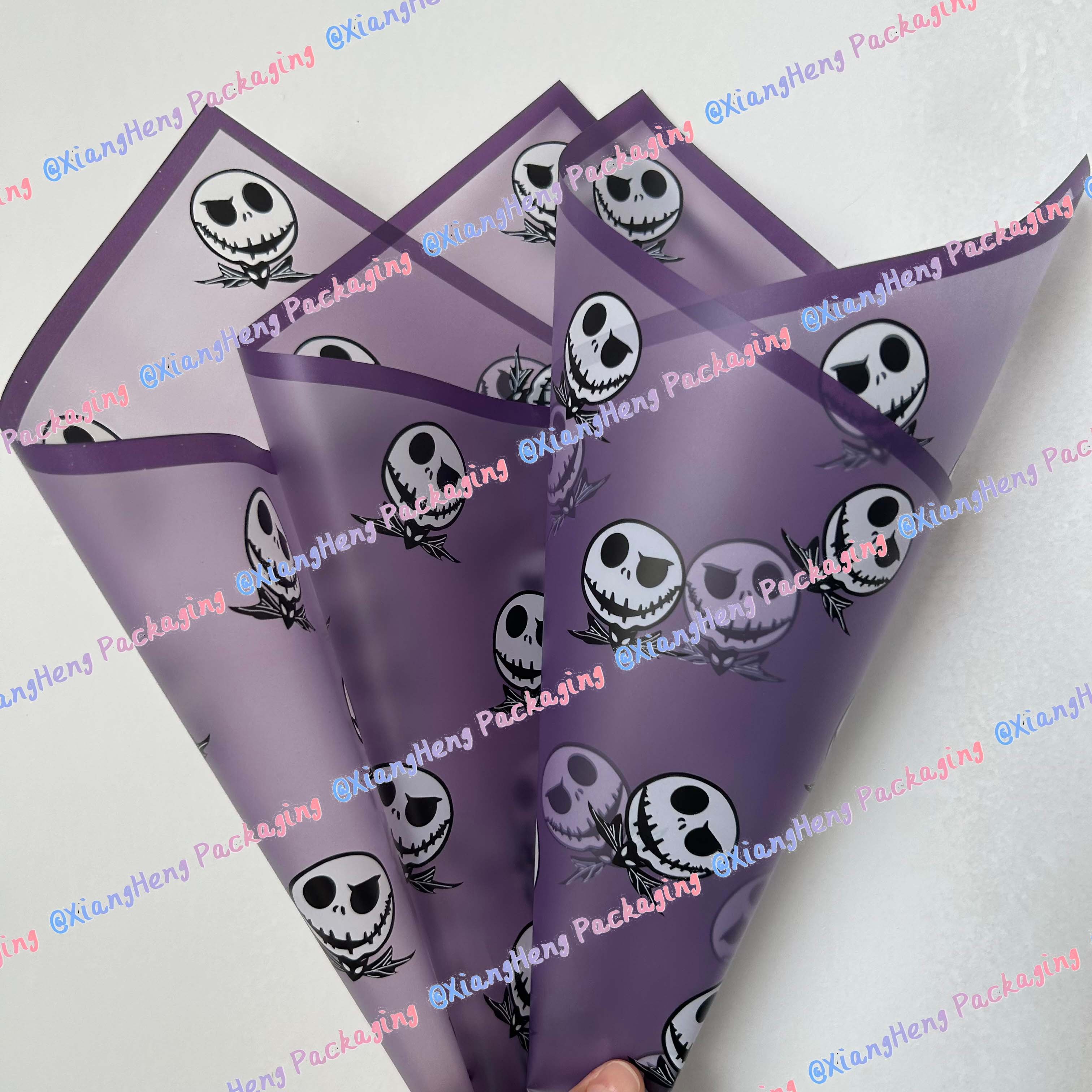 Halloween spooky wrapping paper waterproof flower wrapping paper skull design translucent style 20 sheets per package