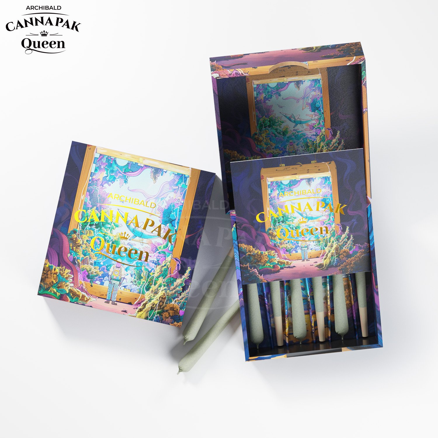 Archibald Professional Design Custom Herb Tobacco Paper Packaging 77*18*72Mm 6 Pack Cr Flip Pre Roll Packaging Boxes
