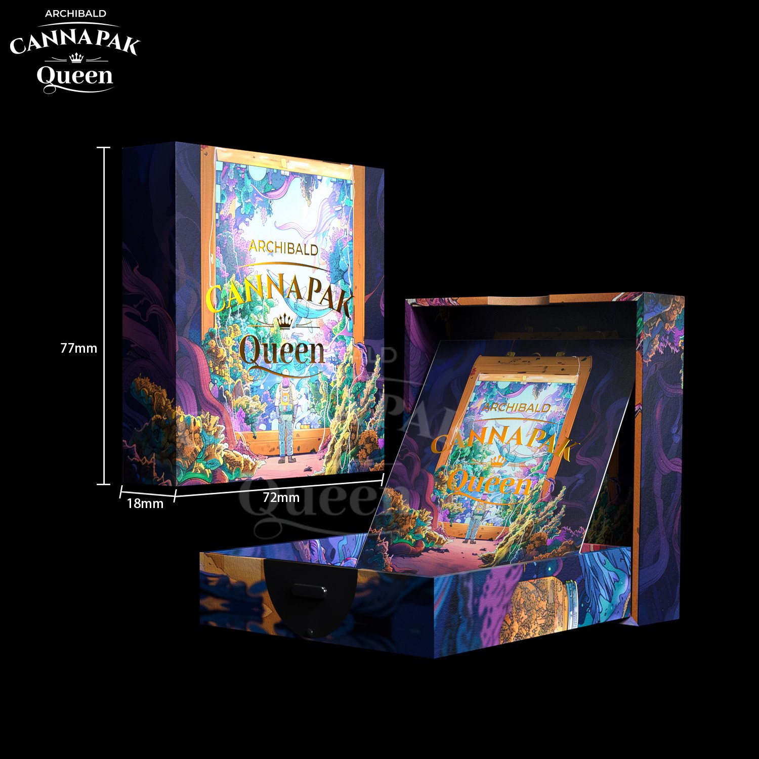 Archibald Professional Design Custom Herb Tobacco Paper Packaging 77*18*72Mm 6 Pack Cr Flip Pre Roll Packaging Boxes
