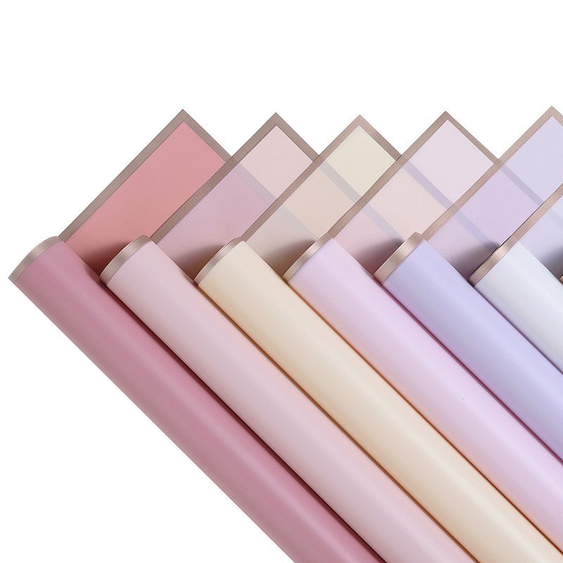 Hot Sale Florist Supplies Gold Edge Waterproof Plastic Bouquet Flower Wrapping Paper For Packaging Paper