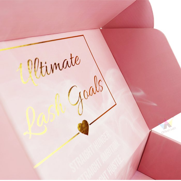 Custom Apparel Packaging Pink Color Mailer Boxes Cardboard Carton Shipping Corrugated Paper Packaging Box With Gold Foil logo