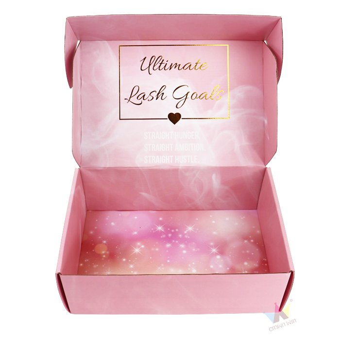 Custom Apparel Packaging Pink Color Mailer Boxes Cardboard Carton Shipping Corrugated Paper Packaging Box With Gold Foil logo