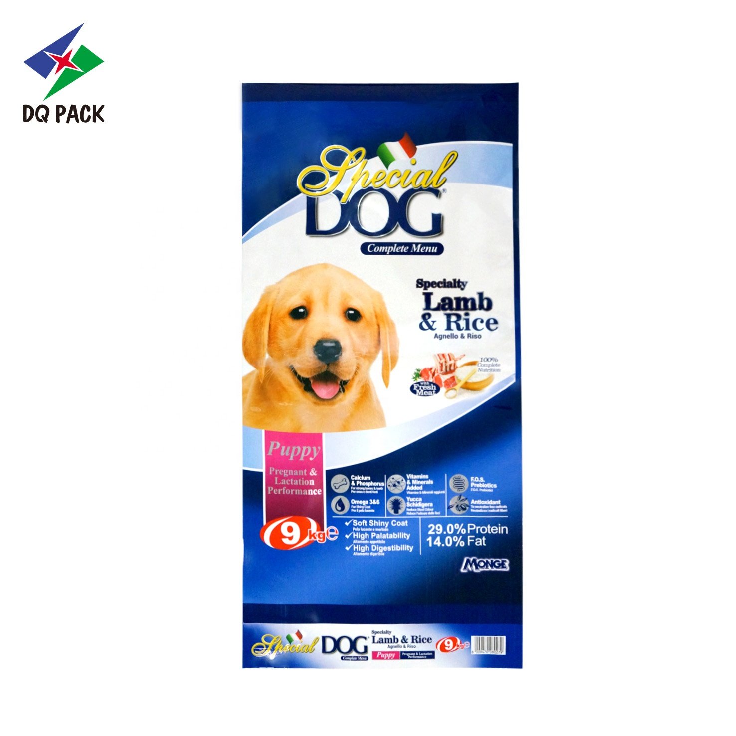 DQ PACK Custom Printing Flexible Packaging Large Capacity Pouch Bag Doypack For Pet Food Packaging