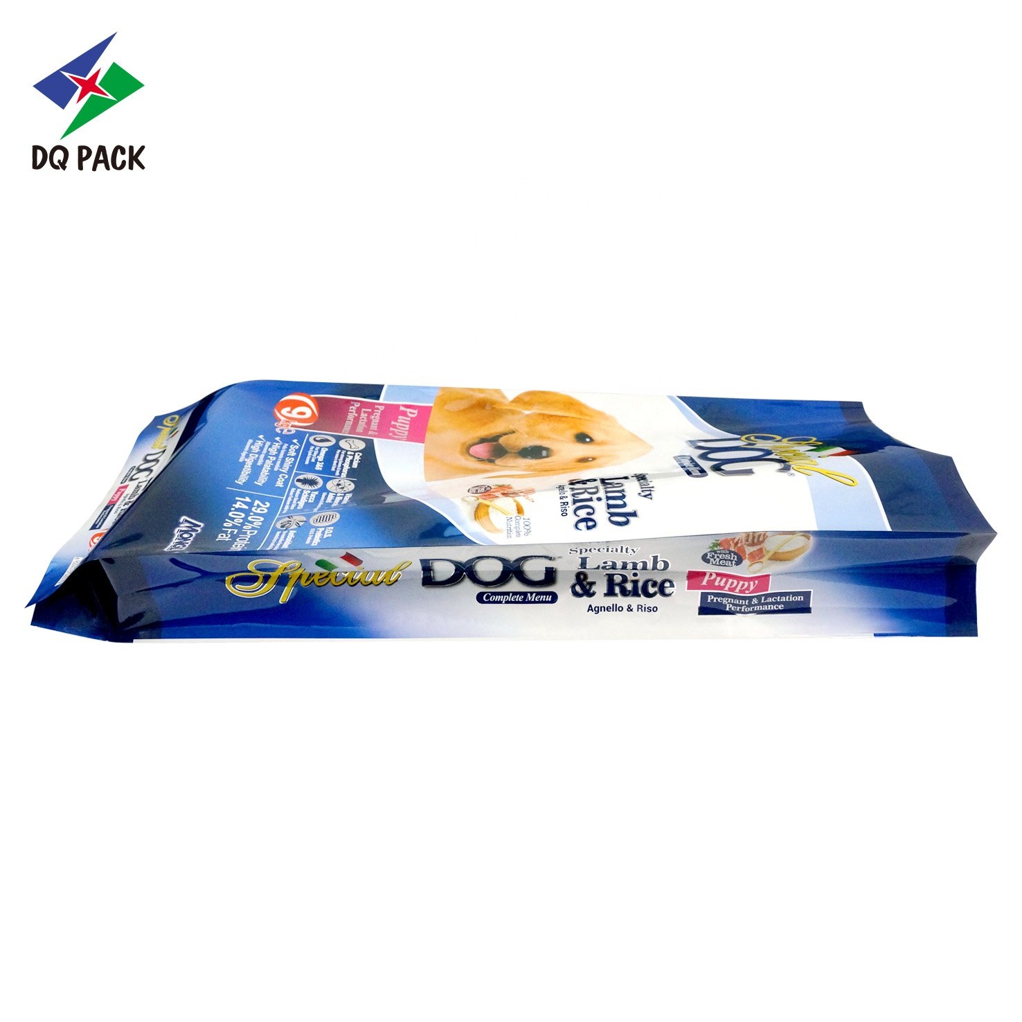 DQ PACK Custom Printing Flexible Packaging Large Capacity Pouch Bag Doypack For Pet Food Packaging
