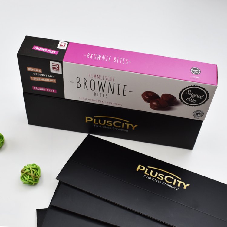 FSC Eco friendly Food Grade White Card Auto Lock Bottom Folding Brownie Dessert Chocolate Cookie Paper Box For Food Packaging