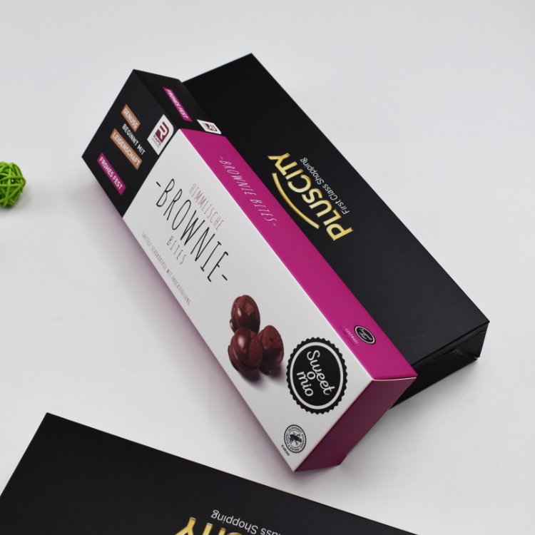 FSC Eco friendly Food Grade White Card Auto Lock Bottom Folding Brownie Dessert Chocolate Cookie Paper Box For Food Packaging