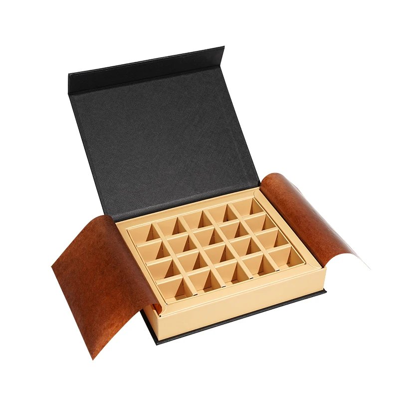 High End Rigid Chocolate Boxes Cardboard Magnetic Closure Gold Logo Paper Chocolate Packaging Boxes