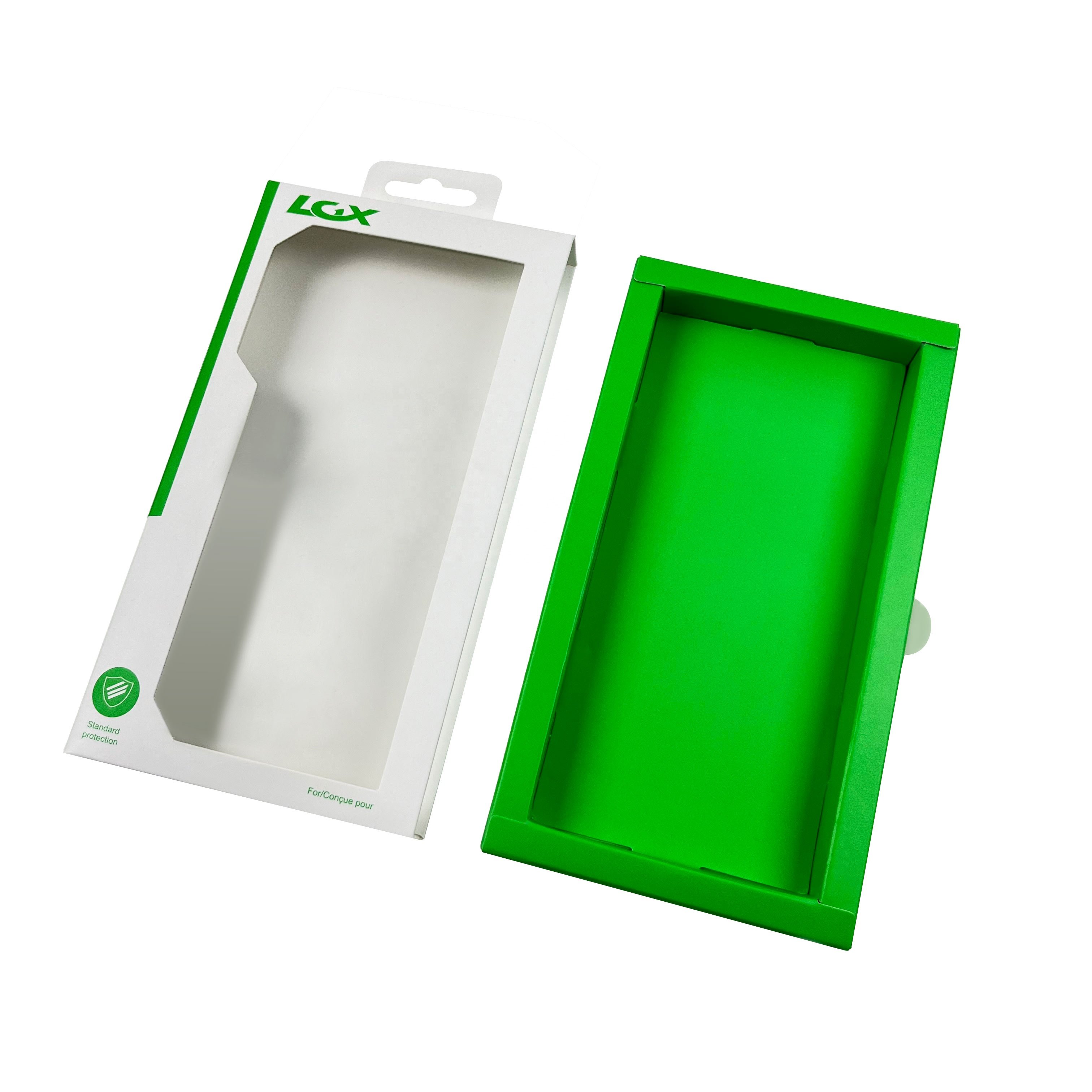 High quality customized sliding drawer paper box with pvc window universal cellphone case packing box for iPhone 15/16