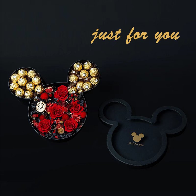 New Design Custom Luxury Bouquet Packaging Lovely Hand Gift Paper Mickey Mouse Box