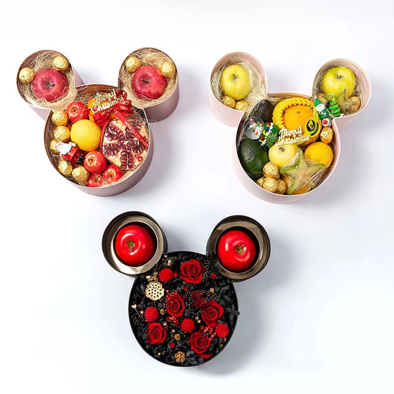New Design Custom Luxury Bouquet Packaging Lovely Hand Gift Paper Mickey Mouse Box