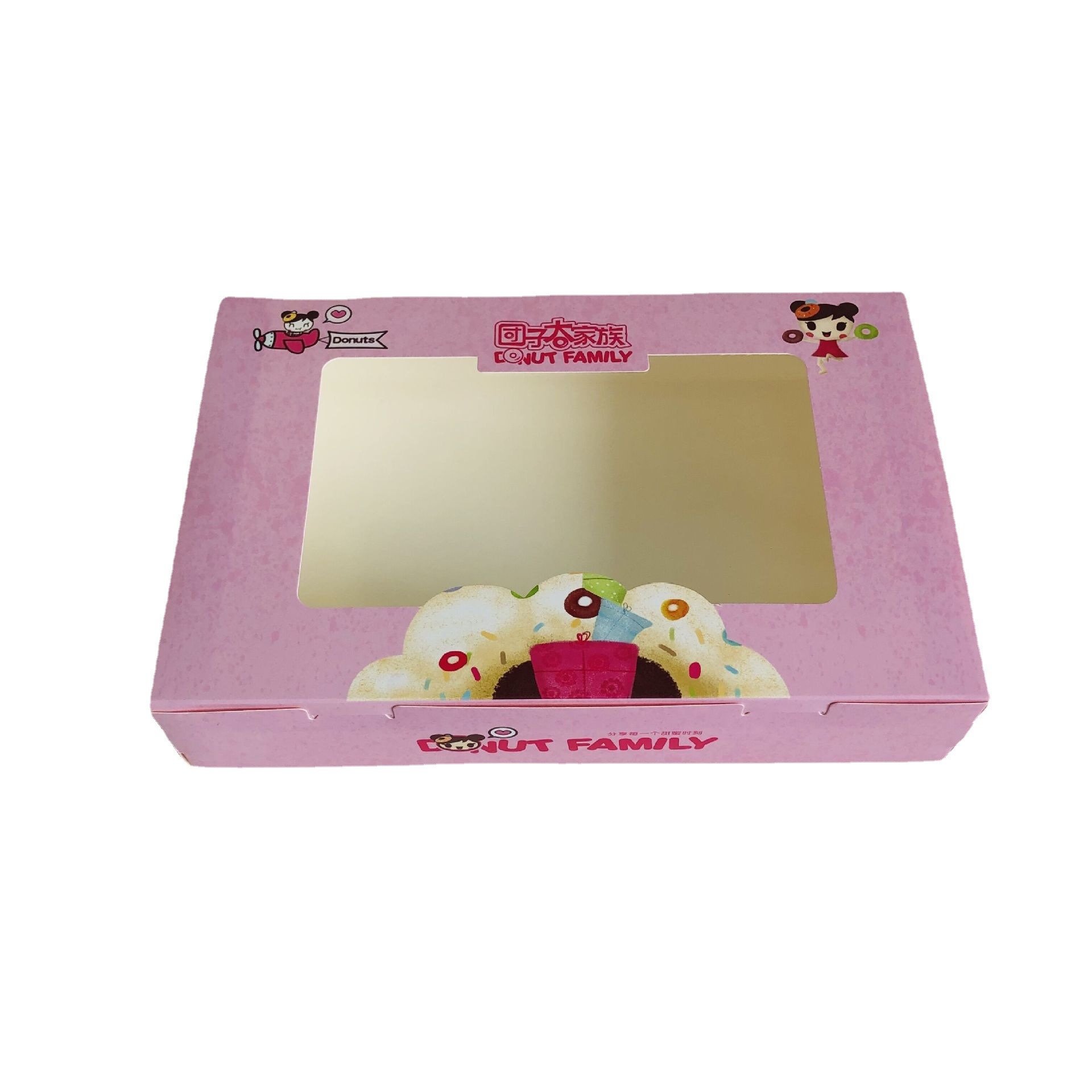 Custom logo luxury pink paper cardboard bread cupcake bakery packaging paper box mini mochi donut box packaging