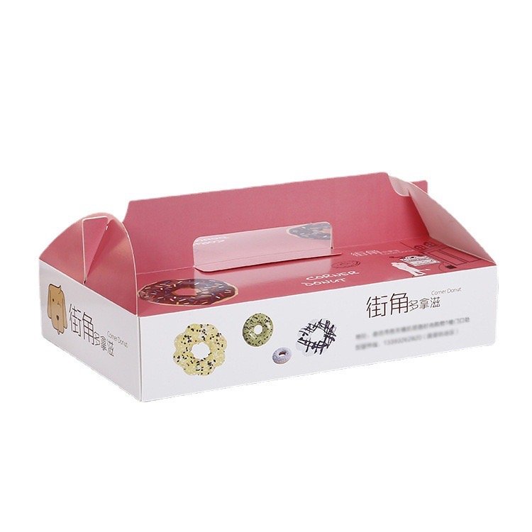 Custom logo luxury pink paper cardboard bread cupcake bakery packaging paper box mini mochi donut box packaging