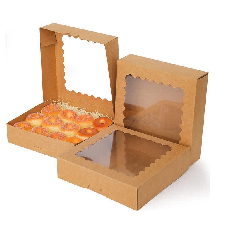 Custom logo luxury pink paper cardboard bread cupcake bakery packaging paper box mini mochi donut box packaging