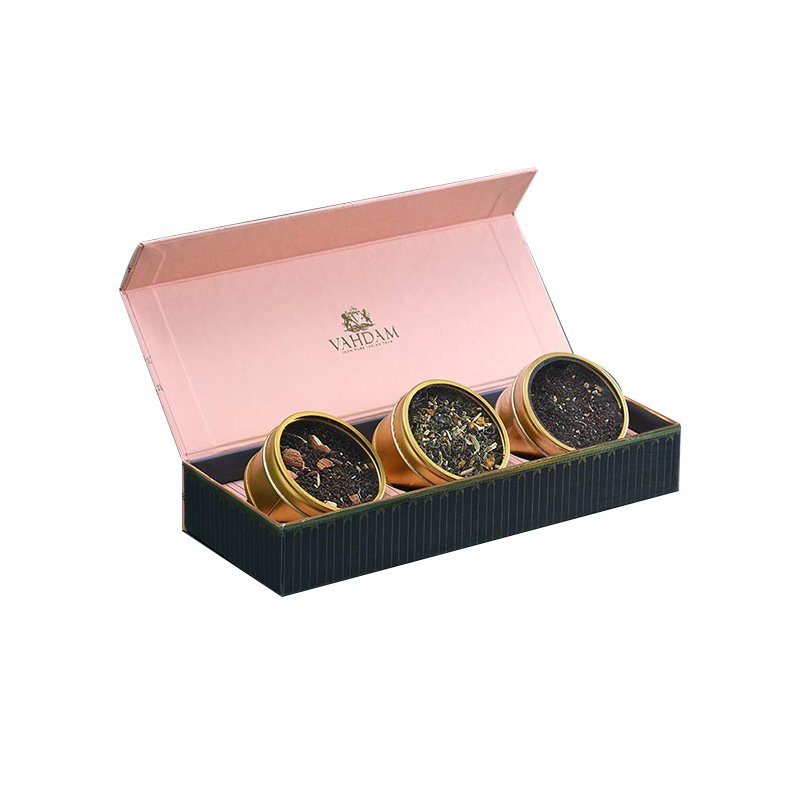 Customized Assorted Tea Cup Set Tea Tin Gift Box, Tea Packaging,UV Emboss Grey Board CMYK A5 Size Gift Box