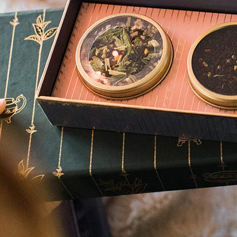Customized Assorted Tea Cup Set Tea Tin Gift Box, Tea Packaging,UV Emboss Grey Board CMYK A5 Size Gift Box