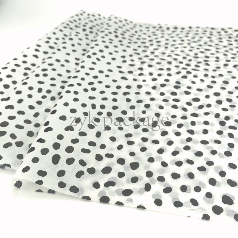 50x70cm Black dots Wrapping Tissue Paper with Golden Stars and Gold Dot on Black Background Bio-Degradable for Packaging Ties