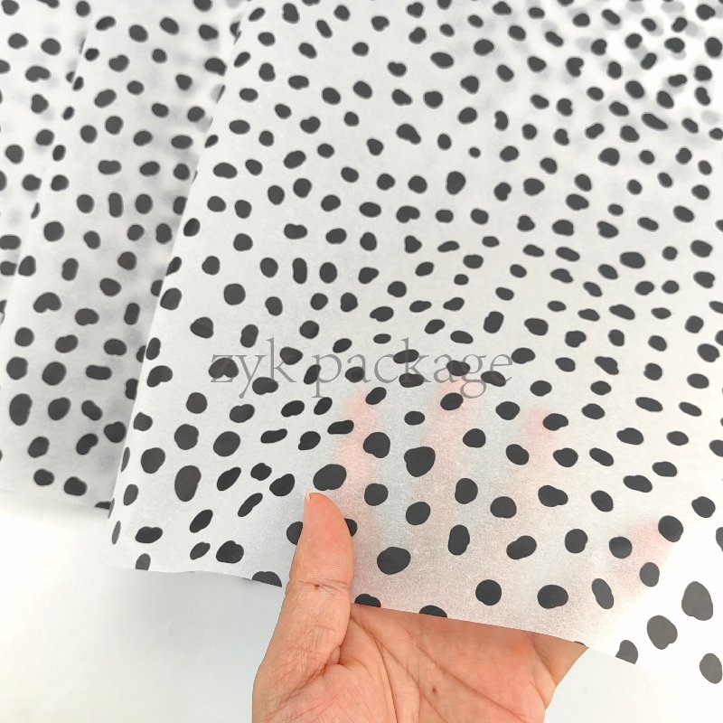 50x70cm Black dots Wrapping Tissue Paper with Golden Stars and Gold Dot on Black Background Bio-Degradable for Packaging Ties