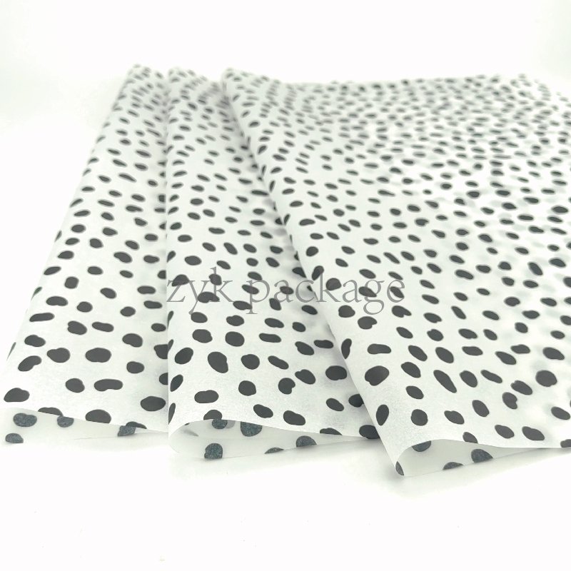 50x70cm Black dots Wrapping Tissue Paper with Golden Stars and Gold Dot on Black Background Bio-Degradable for Packaging Ties