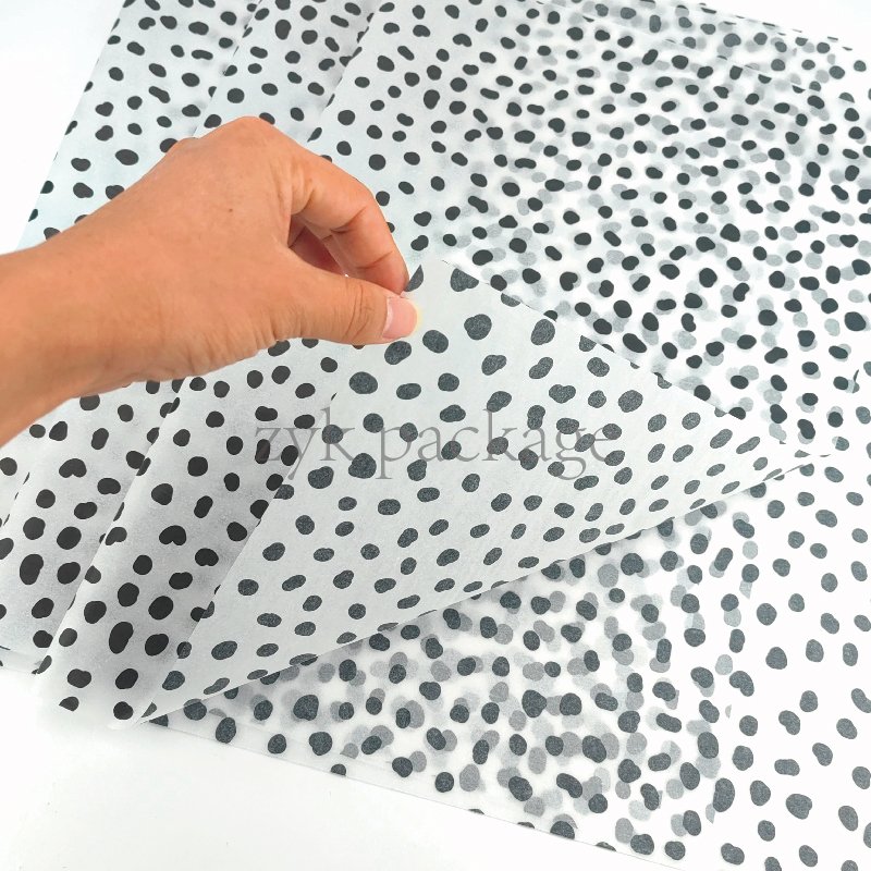50x70cm Black dots Wrapping Tissue Paper with Golden Stars and Gold Dot on Black Background Bio-Degradable for Packaging Ties
