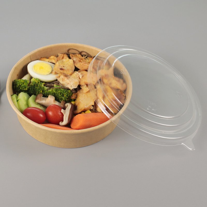 Pla Biodegradable Take Away Paper Bowl Salad Bowl Kraft Paper Disposable Brown Salad Bowl