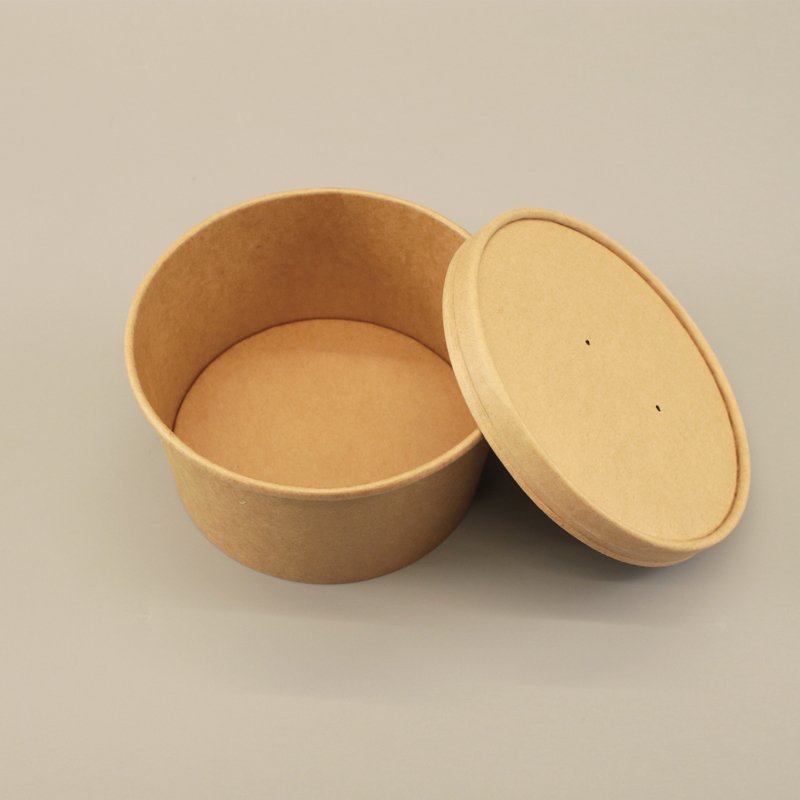 Pla Biodegradable Take Away Paper Bowl Salad Bowl Kraft Paper Disposable Brown Salad Bowl