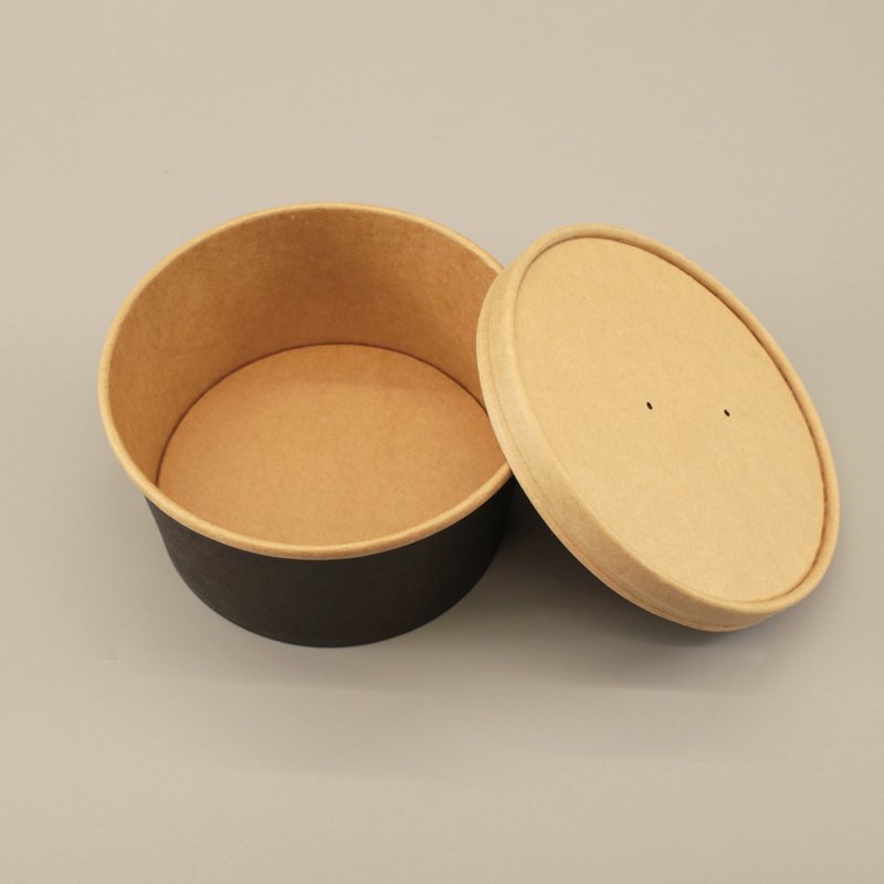 Pla Biodegradable Take Away Paper Bowl Salad Bowl Kraft Paper Disposable Brown Salad Bowl