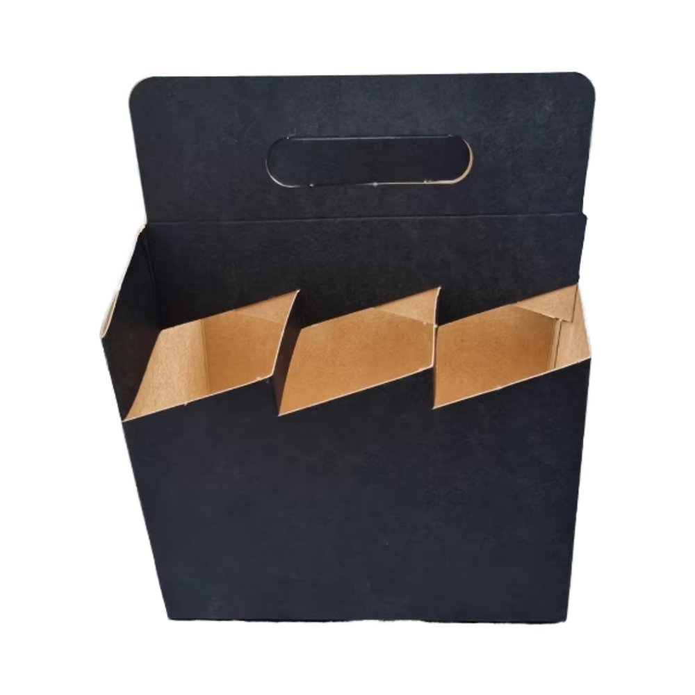 6 Pack Corrugated Kraft Paper Beer & Wine Bottle Carrier Recycled Folding Beer Holder with Custom Logo