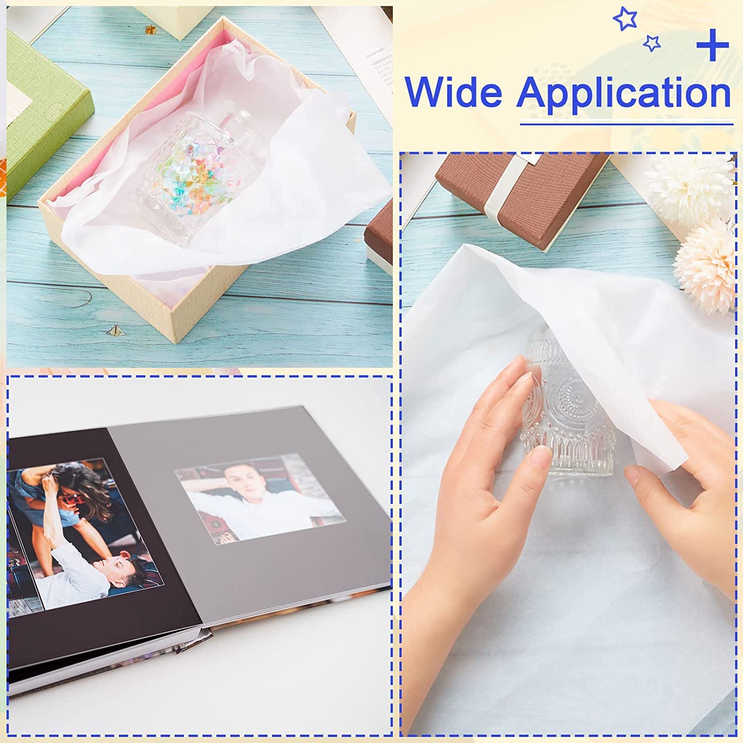 17gsm High Quality Stock Jewelry Gift Pink Blue White Tissue Wrapping Paper