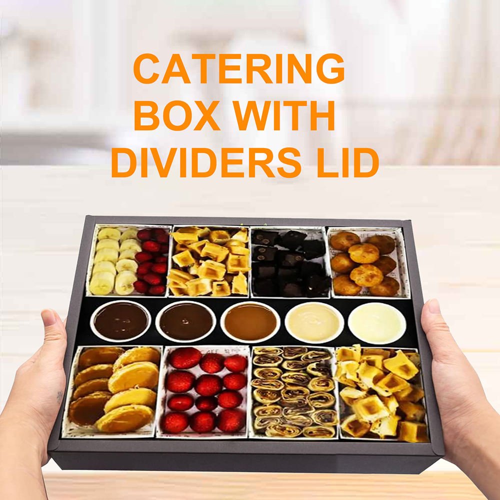 Recycled Materials Kraft Paper Lunch Box with Lid Insert Dividers Versatile Catering Board for Kids Snack Cake Dessert Packaging