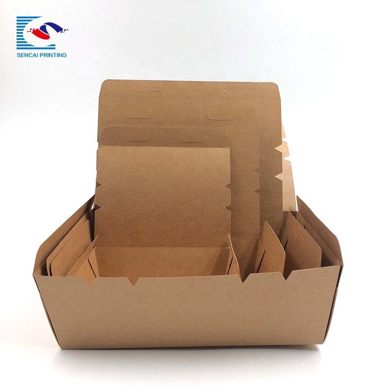 Wholesale disposable recyclable custom meal food take-out packaging kraft paper box
