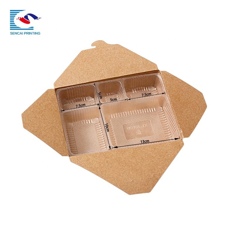 Wholesale disposable recyclable custom meal food take-out packaging kraft paper box