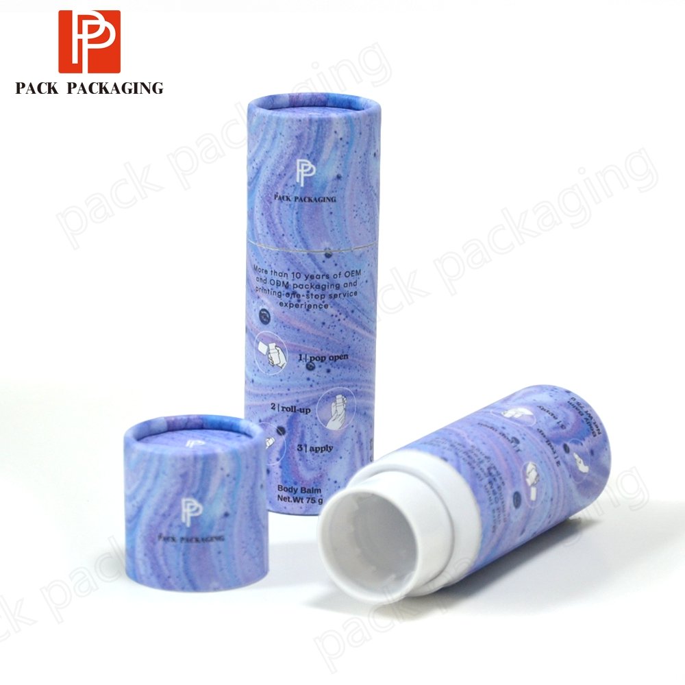 Cardboard Cylinder Skin Care Lip Balm Gift Cosmetics Printing Packaging Paper Tube With Custom Logo