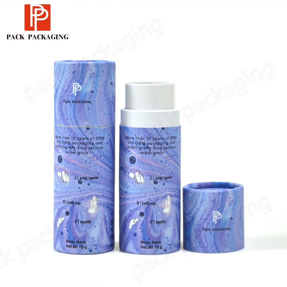 Cardboard Cylinder Skin Care Lip Balm Gift Cosmetics Printing Packaging Paper Tube With Custom Logo