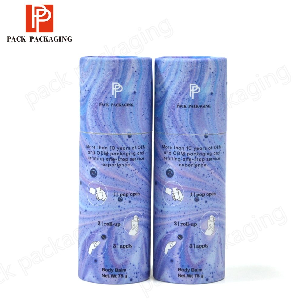 Cardboard Cylinder Skin Care Lip Balm Gift Cosmetics Printing Packaging Paper Tube With Custom Logo