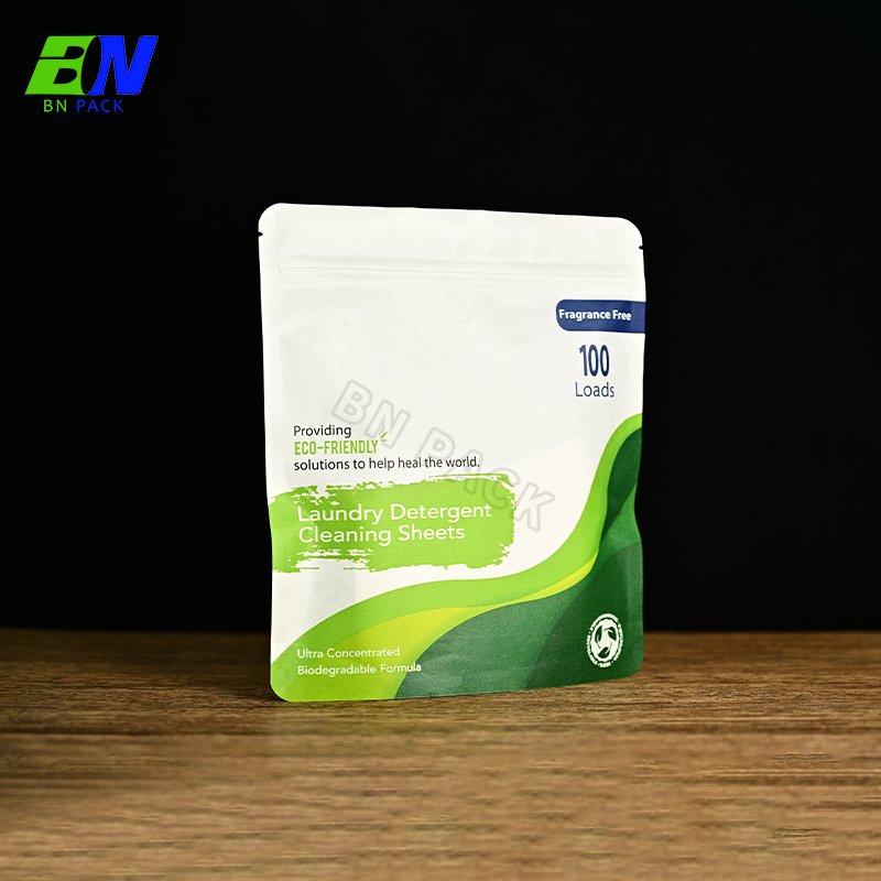Custom Printing 100% Biodegradable Pla Bag Food Packaging Bag Stand Up Kraft Paper Zipper Compostable Pouch