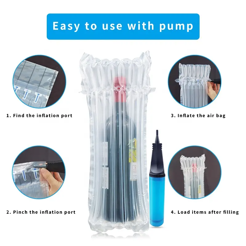 Factory Direct Sale Bubble wine bottle Plastic Packaging Bags Air Column Bag Wrap